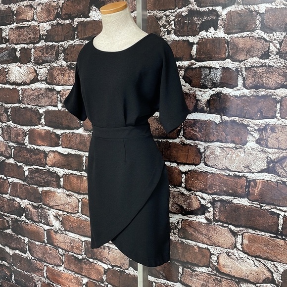 Bobeau Dress Black Tulip Hem Short Sleeves Medium Petite - Picture 6 of 13
